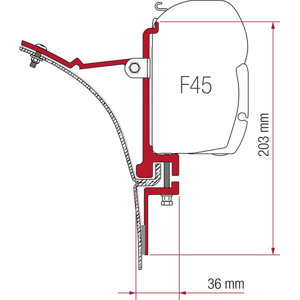 FIAMMA Adapterkit 2-tlg zu Wandmarkise Fiamma F45 S / F45 L Markise bis 3